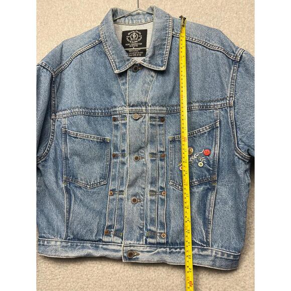 Y2K 90s Monte Carlo Polo Jockey Denim Embroidered Floral Jean Jacket Womens M - Picture 9 of 12